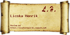 Licska Henrik névjegykártya